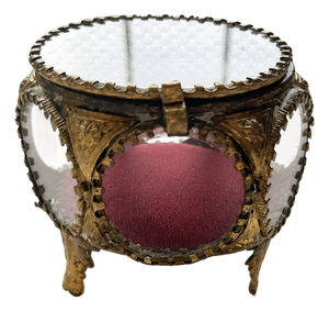 Antique Belle Époque French Brass and Bevelled Glass Jewelry Box, 1890s
