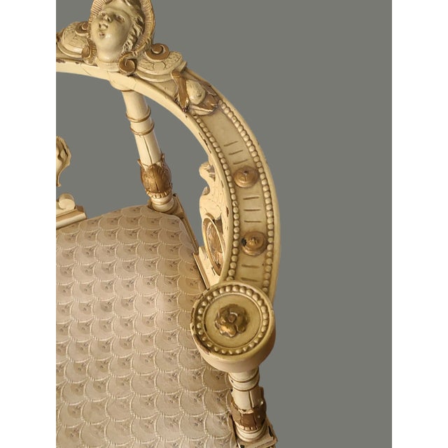 Beige Antique Italian Renascence Arm Corner Chair Carved Figural Dragon Painted For Sale - Image 8 of 18