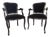 Pair of French Provincial Armchairs in Black Velvet - Regency Style For Sale