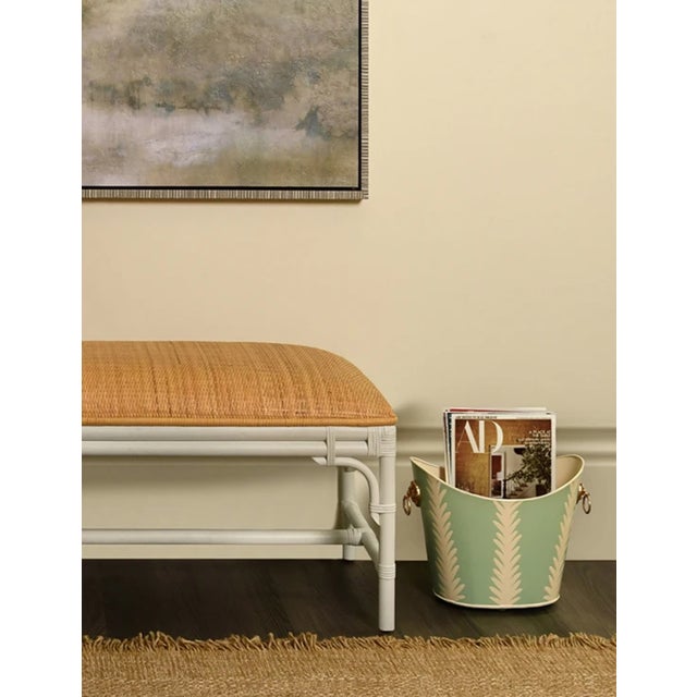 Wood Matthew Izzo Home Asha Natural Rattan Bench With White Painted Base For Sale - Image 7 of 9