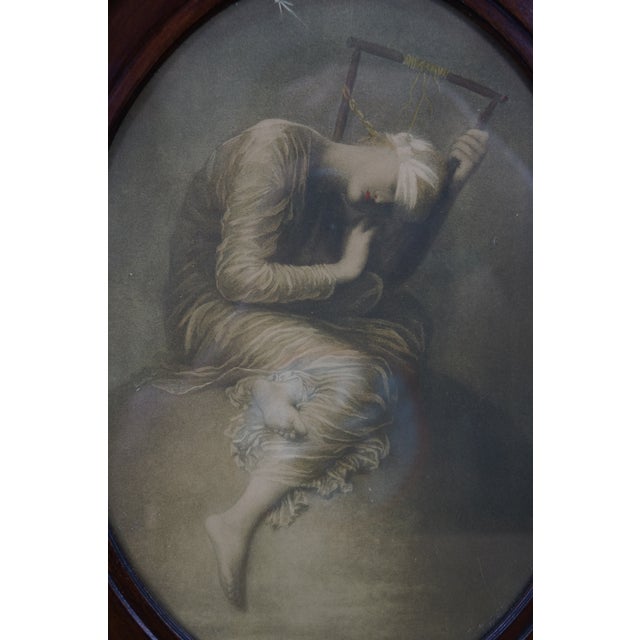 Early 20th Century Antique Mahogany Oval George Frederic Watts Hope Portrait Lithograph Print 15" For Sale - Image 5 of 9