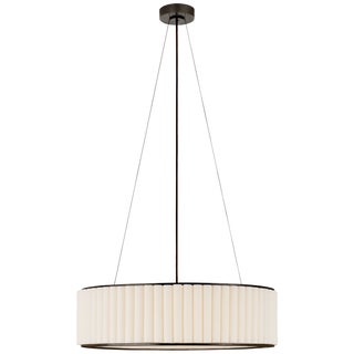 Ian K. Fowler for Visual Comfort Signature Palati Large Hanging Shade in Bronze with Linen Shade For Sale