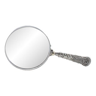 Antique Reader's Magnifying Glass, English, Silver Plate, Library Aid, Victorian For Sale