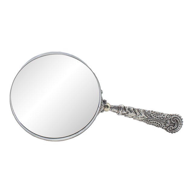 Antique Reader's Magnifying Glass, English, Silver Plate, Library Aid, Victorian For Sale