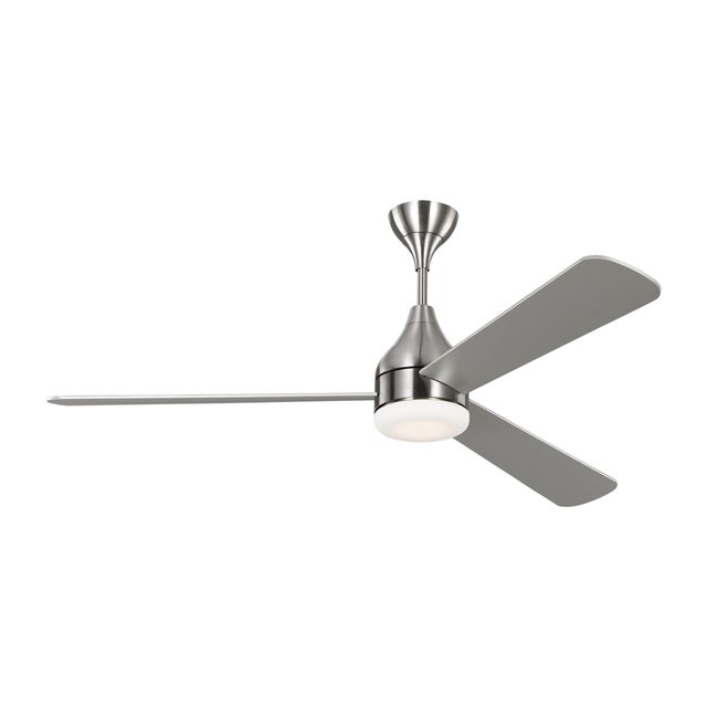 Visual Comfort Barbara Barry by Visual Comfort Fan Streaming 60" LED Ceiling Fan in Brushed Steel For Sale - Image 4 of 9
