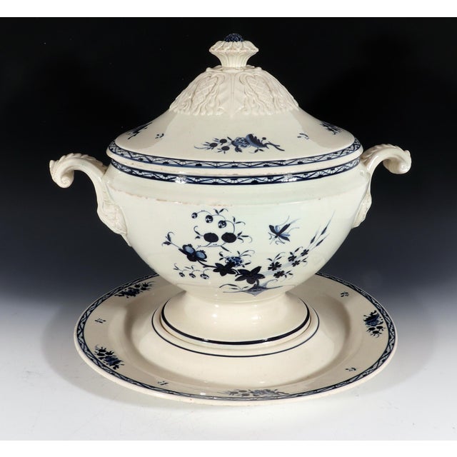 Early 19th Century Nimy Belgian Faience Large Blue & White Chinoiserie Soup Tureen, Cover & Stand For Sale In Philadelphia - Image 6 of 12