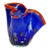 Charming Hand-Blown Small Ruffled Blue Handkerchief Vase With Red Rim in the Style of Dave Chihuly For Sale