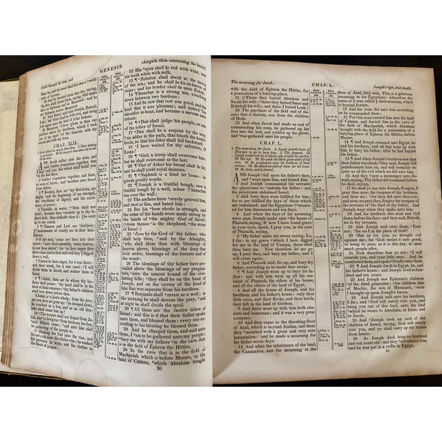 Animal Skin Mid 19th Century Holy Bible With a Leather Embossed Binding/Cover Circa 1851 For Sale - Image 7 of 12