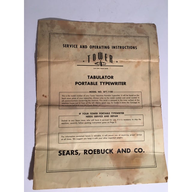 Vintage Tower Tabulator Typewriter with Case & Key For Sale - Image 12 of 13