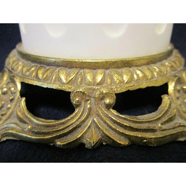 1950s Vintage White Bisque Porcelain Cherub on Column With Gilt Bronze Base Table Lamp For Sale - Image 9 of 12