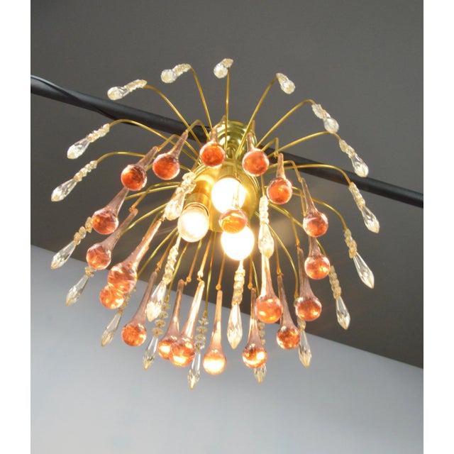Metal Chandelier attributed to P. Venini, Italy, 1970s For Sale - Image 7 of 11