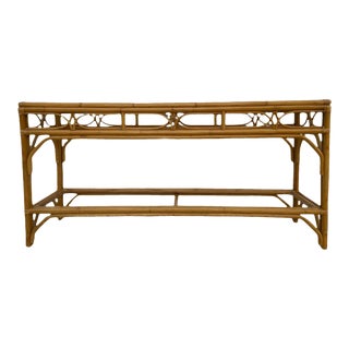 Vintage Two Tier Bamboo Chinoiserie Console Table For Sale