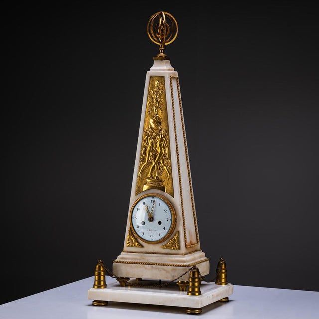 Louis XVI Obelisk Clock from Roque, Paris, France, 1780 For Sale - Image 4 of 12