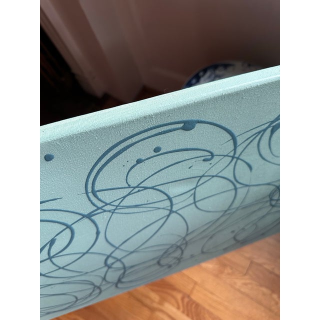 This light green "Imperfections" painting has an accent of dark green. The dark green details have a 3 dimensional...