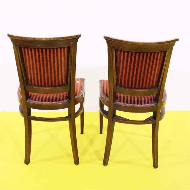 Red Wooden Chairs with Red Upholstery and Decorative Studs, Set of 2 For Sale - Image 8 of 11