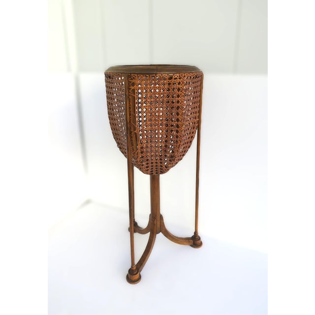 Wicker Cane Plant Stand, Circa Mid-20th Century For Sale - Image 4 of 13