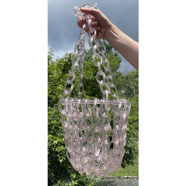 Rare Fine Antique 19th C. Victorian Free Blown Glass Whimsy Hanging Chain Basket For Sale - Image 13 of 18