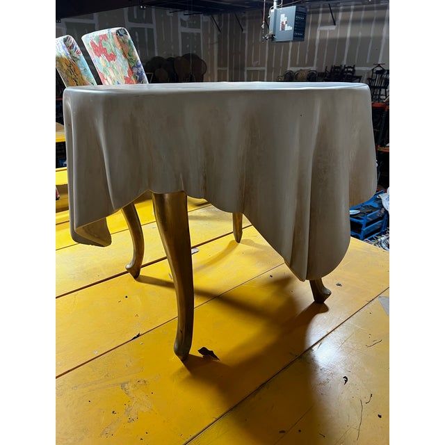 1970s 1970s Draped Resin Petite Trompe-l'Oeil Table For Sale - Image 5 of 8