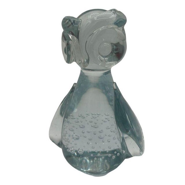 Mid-Century Modern Mid-Century Murano Style Bullicante Art Glass Owl Sculpture Paper Weight For Sale - Image 3 of 7