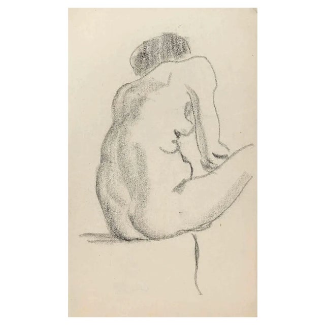 The Posing Nude, Original Drawing in Pencil, Early 20th-Century For Sale