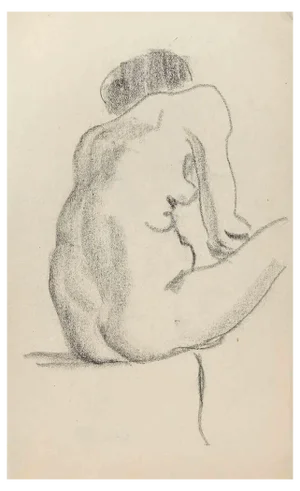 The Posing Nude, Original Drawing in Pencil, Early 20th-Century