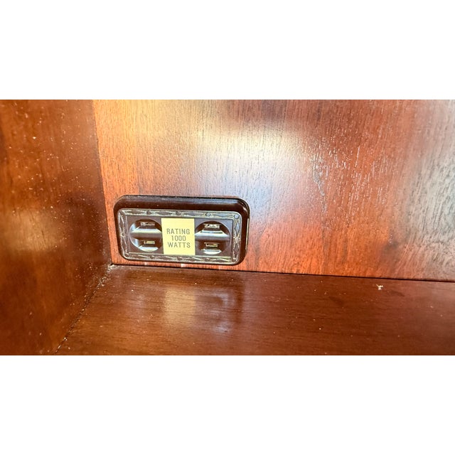 Late 20th Century Pair of Henredon Scene One Campaign Walnut Armoires With Brass Hardware For Sale - Image 13 of 15
