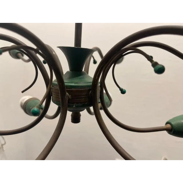 Large Sputnik Bronze Green Chandelier, 1950s For Sale - Image 6 of 11