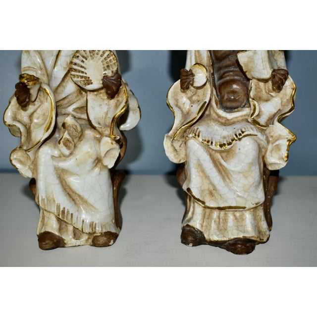 Vintage Pair of Italian Made Asian Figures For Sale - Image 11 of 12