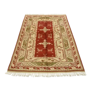 Milas Rug 5'4'' X 6'10'' Red Wool Vintage Tribal Hand-Knotted Oriental Carpet