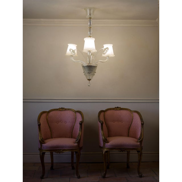Vintage Murano Glass 3-Light Chandelier from Barovier & Toso, 1940s For Sale - Image 11 of 13
