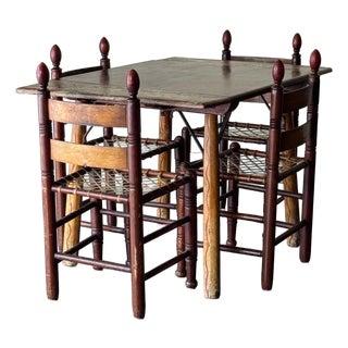Antique Scandinavian Painted Folk Art Dining Set For Sale