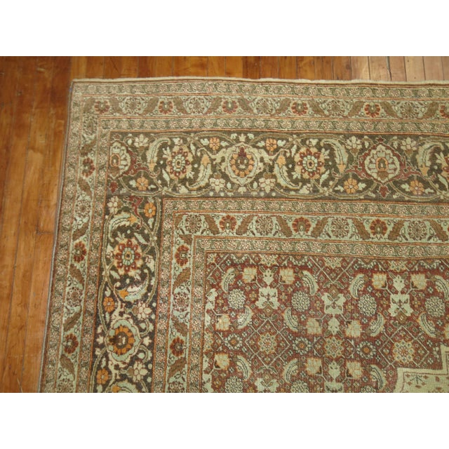 Spanish Antique Persian Tabriz Rug Herati Pattern in Brown and Cinnamon Tones - 9'1" x 12'11" For Sale - Image 3 of 18