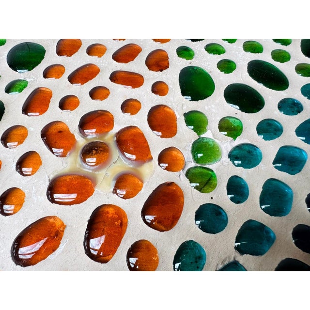1967 Signed Psychedelic Glass Mosaic Coffee Table Studio Craft Folk Art For Sale - Image 12 of 14