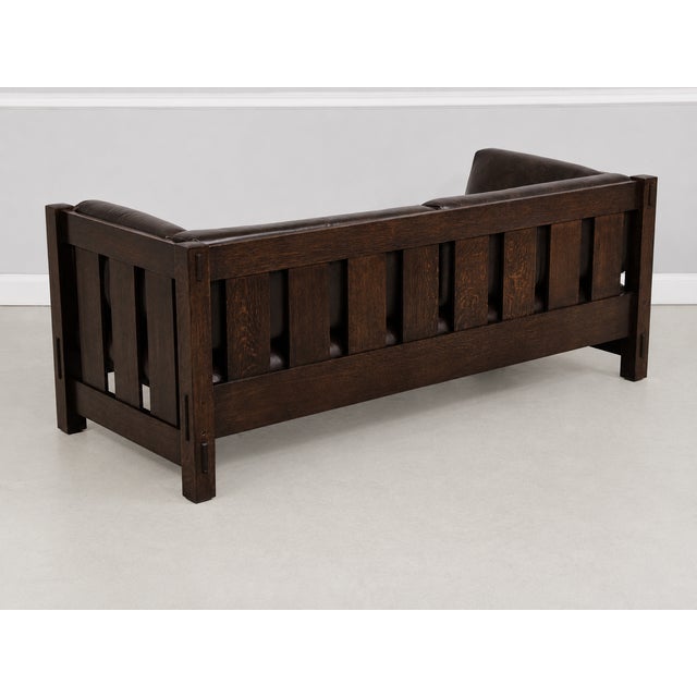 2000 - 2009 Stickley Mission Oak Settee Sofa For Sale - Image 5 of 18