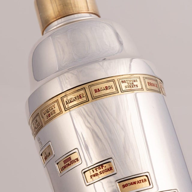 20th Century English Silver-Plated Recipe Cocktail Shaker, 1930s For Sale - Image 7 of 11