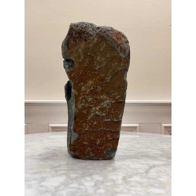Late 20th Century Signed "T M" Modernist Shona Serpentine Stone Face Sculpture For Sale - Image 4 of 8