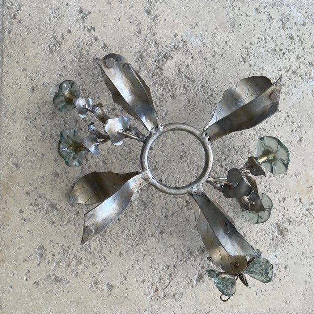 1970s French Crackled Glass Bowl Base Métal For Sale - Image 10 of 10