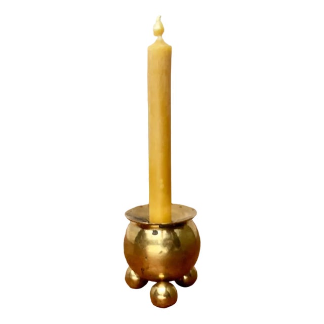 Mid-Century Scandinavian Brass Candleholder, 1960s For Sale