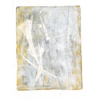 Lobos Overlook-04 Original Abstract Painting by Carrie Bergey, White Warm Grey Yellow For Sale