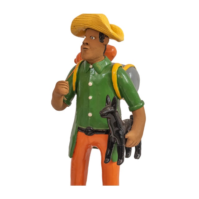 Late 20th Century Brazilian Folk Art Clay Sculpture "Migrant With Dog" by Antônio Rodrigues For Sale In Atlanta - Image 6 of 7