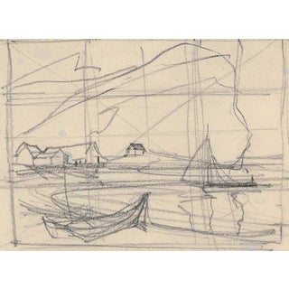 1930s Norman Kent Coastal Scene Sketch Drawing For Sale