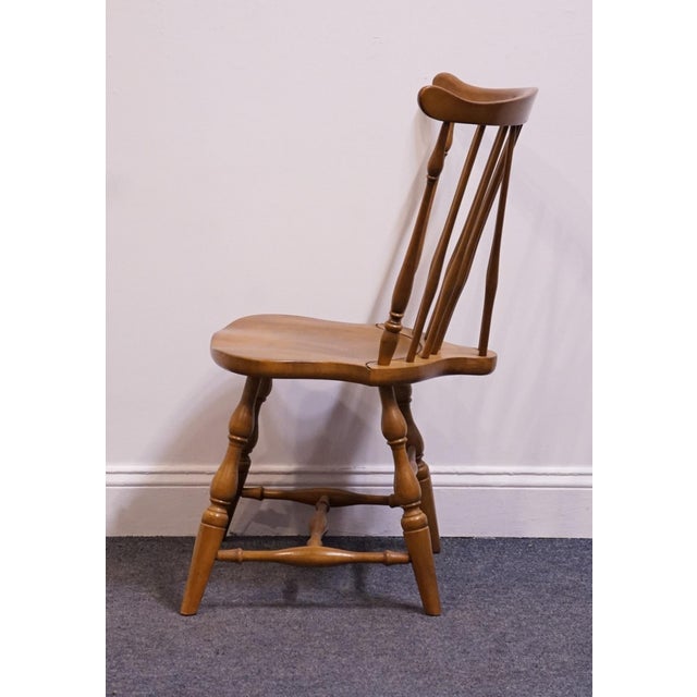 Wood Pennsylvania House Solid Hard Rock Maple Colonial Early American Fiddleback Duxbury Windsor Dining Side Chair For Sale - Image 7 of 12