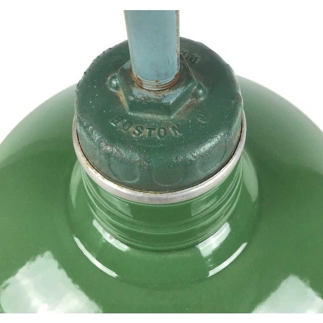 Vintage Industrial Porcelain Enamel Green Wheeler Boston Pendant Lamp Chairish