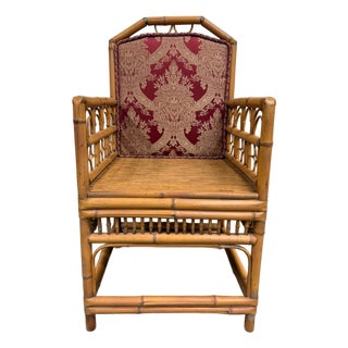 Antique Brighton Pavilion Style Bamboo Lounge Chair Armchair For Sale