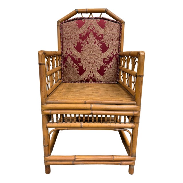 Antique Brighton Pavilion Style Bamboo Lounge Chair Armchair For Sale