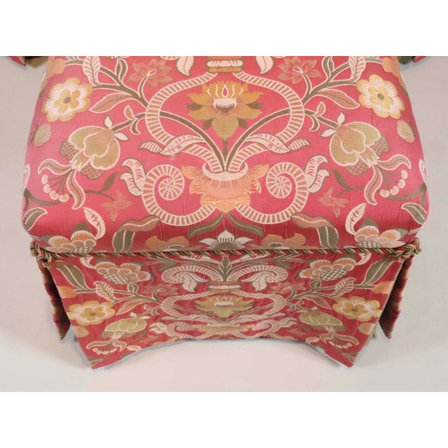 Traditional Set of Four Late 20th Century Upholstered Slipper Chairs With Floral Silk Brocade For Sale - Image 3 of 7