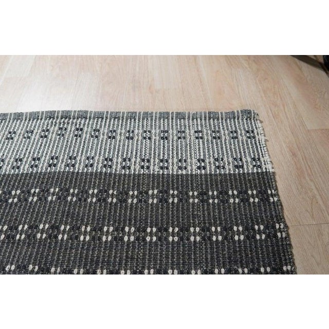 Gray 9x12 Gray Hand-Knotted Wool Dotted Linear Bands Geometric Modern Carpet Rug For Sale - Image 8 of 11