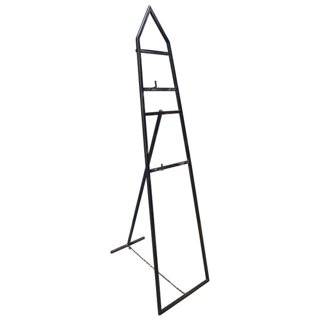 Modern Vintage Late 20th Century Modern Iron Black Obelisk Double Easel Floor Art Display Stand For Sale - Image 3 of 13