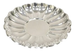 Vintage Eales Modern Scalloped Rim Silver Plated Round Fruit Bowl Platter