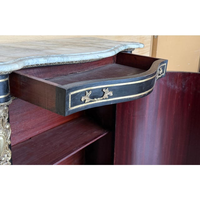 Wood French 19th Century Napoleon III Period Cabinet with metal inlays For Sale - Image 7 of 18